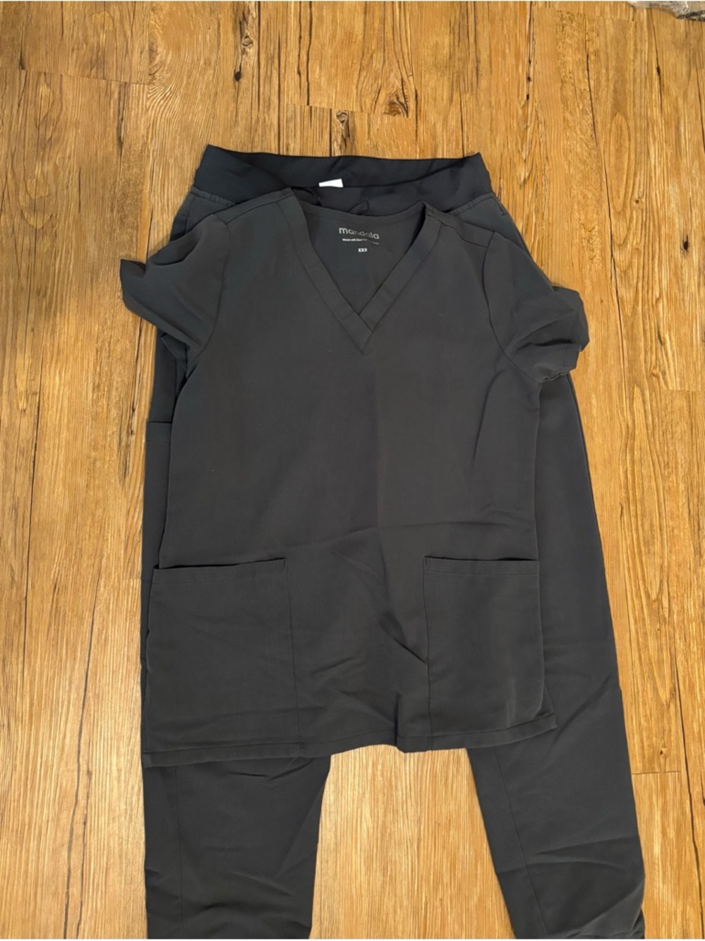 Mandala grey Women's V-Neck Scrub Top and Pant Set
